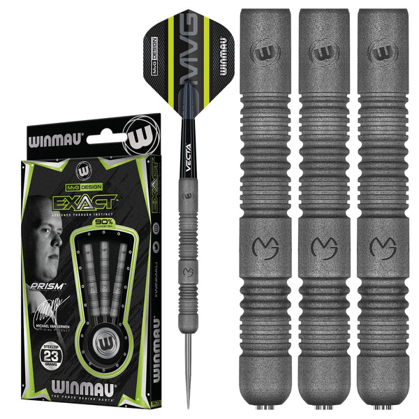 WINMAU Darts Set - Michael Van Gerwen MvG Exact Steeltip Darts - Includes Darts Flights & Stems, Available in 21.5g, 23g, 24g & 25g, Professional 90%