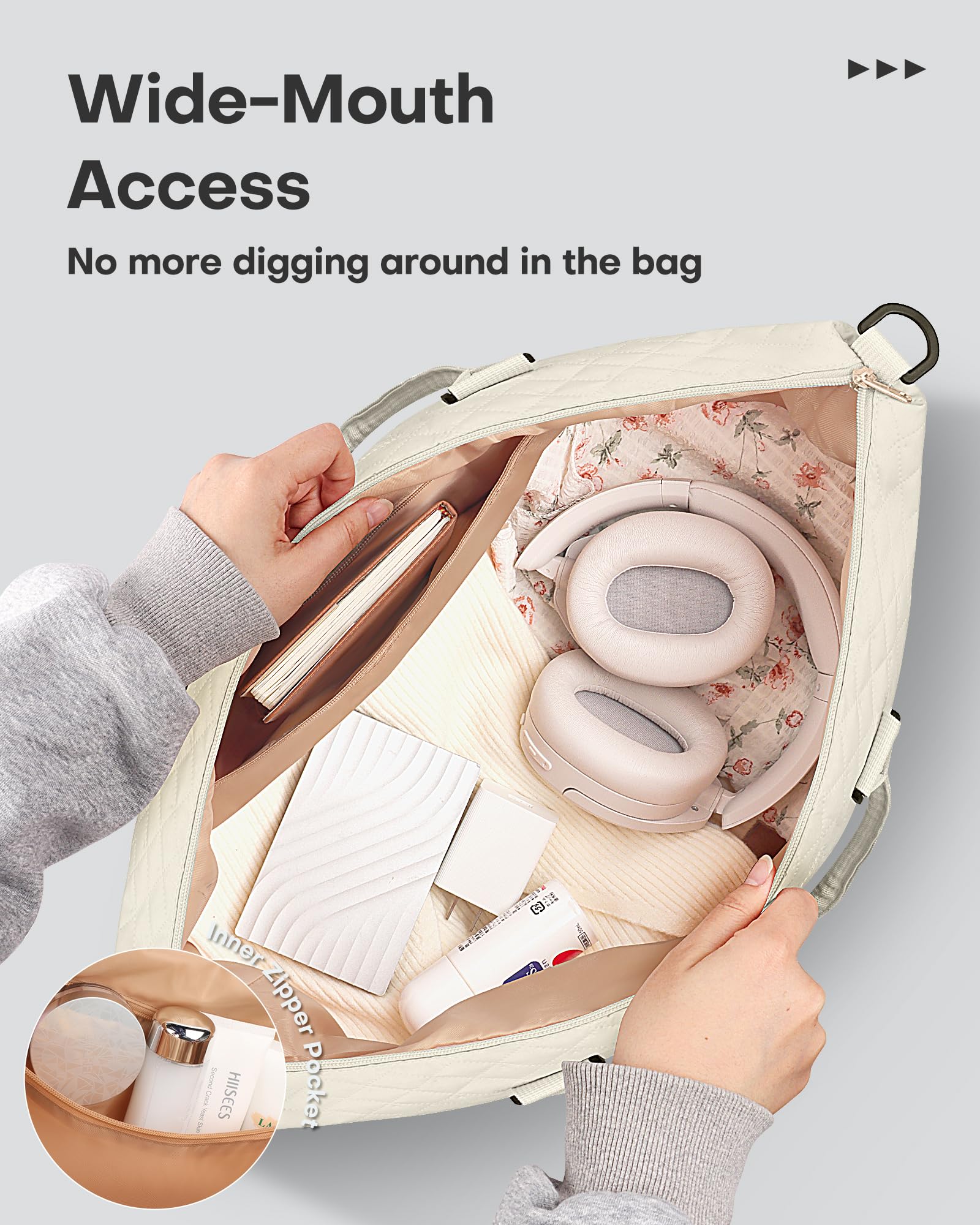 HOTOR Travel Bags for Women - Lightweight Overnight Holdall Bag, Large Carry on Luggage Weekend Bag with Shoe Compartment & Toiletry Bag, Travel Duffel Sport Gym Tote, Black, 34.0 x 45.0 x 20.0 cm