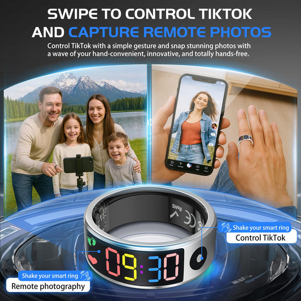 Smart Ring for Men Women, Sleep & Heart Rate Monitor Health Ring, Fitness Ring Heart Rate Blood Oxygen Sleep Monitor Step Counter Activity Tracker for Android iOS with Charging Case (#12-Y)