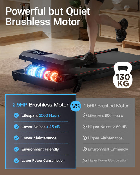 UMAY Walking Pad Treadmill with 9% Incline, Under Desk Treadmill with Diamond Pattern Running Belt, Lightweight Walking Running Electric Machine for Home Office with LED Display