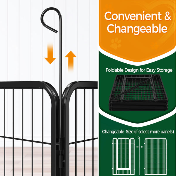 Yaheetech Lightweight Dog Playpen, 8 Panel 80cm Dog Fence Pet Exercise Pen Portable Puppy Play Pen Suitable for RV/Camping