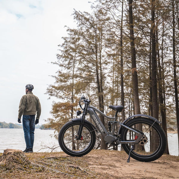RZOGUWEX Electric Bicycle，26 Inch Off-Road EBIKE for Adults with 48V 25AH Detachable Lithium Ion Battery, 7 Speed with Dual Shock Absorbers and Dual Hydraulic Disc Brake(Black)
