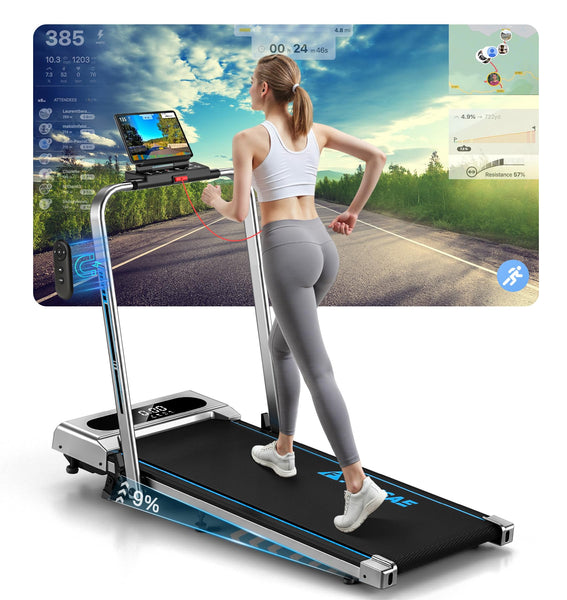 Treadmill, FOUSAE 5 in 1 Treadmills for Home Foldable with App Compatible, 12KM/H Under Desk Walking Pad with 9% Incline, 350 LB Weight Capacity, Magnetic Remote Control