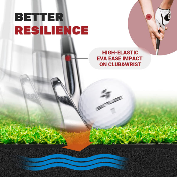 SAPLIZE 25" x 17" Golf Hitting Mat with Ball Tray, Heavy Rubber Base, Fairway & Rough Turf (Golf Tees and Rubber Tee Holder Included), Portable Golf