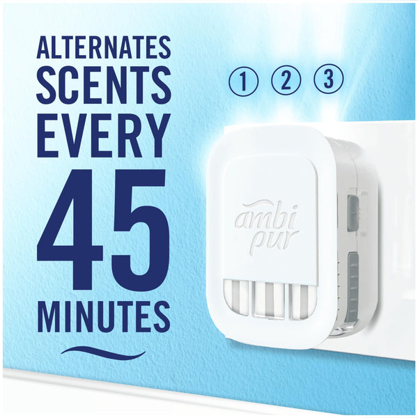 Febreze 3Volution Air Freshener Plug-In Starter Kit + 4 Refills (20ml x 4) – Cotton Fresh