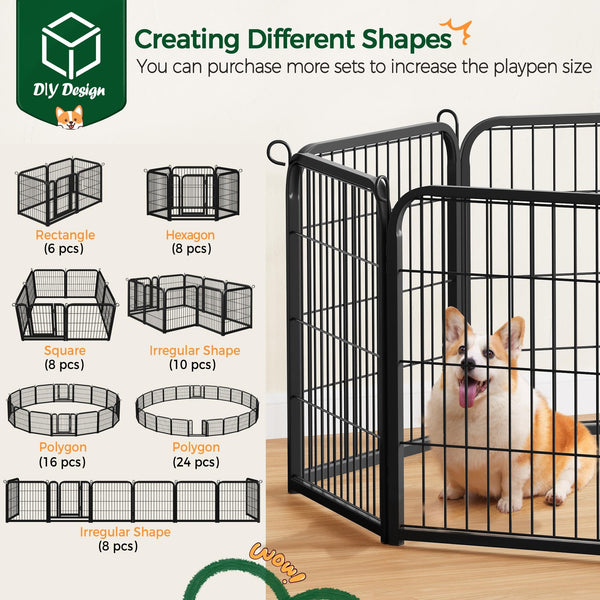 Yaheetech Lightweight Dog Playpen, 8 Panel 80cm Dog Fence Pet Exercise Pen Portable Puppy Play Pen Suitable for RV/Camping