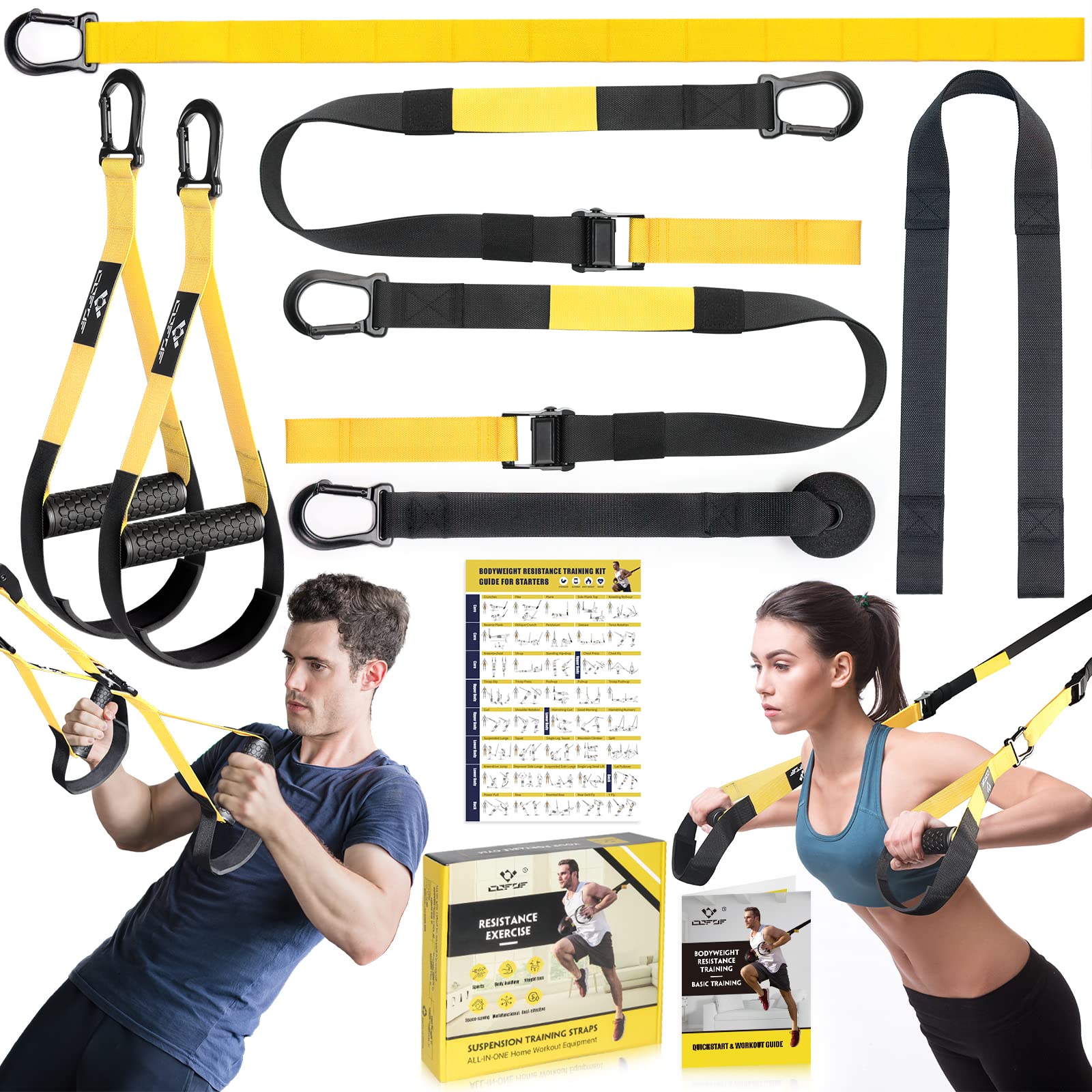 Suspension Trainer, Sling Trainer Set with Door Anchor for a Full Body Workout, Adjustable Sling Trainer for Home with Large Handle Door Anchor