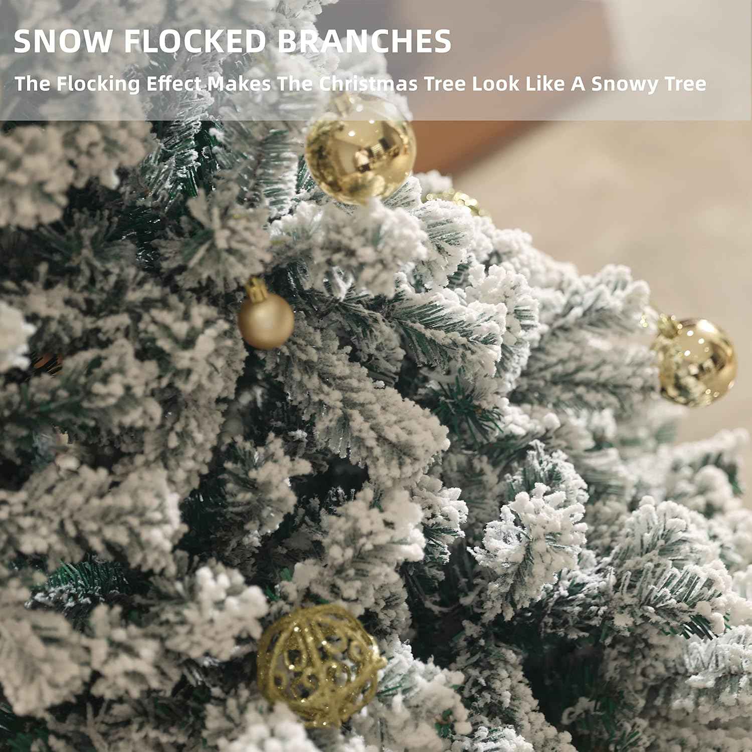 Artificial Christmas Tree 6FT Snow Flocked 850 Tips Metal Stand Asinse