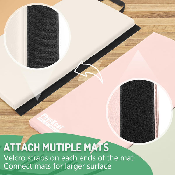 PhysKcal 5-Panel Folding Gymnastics Tumbling Mat with Carrying Handles, Thick Exercise Mat, Foldable Tumbling Mat for Kids, Padding for MMA,