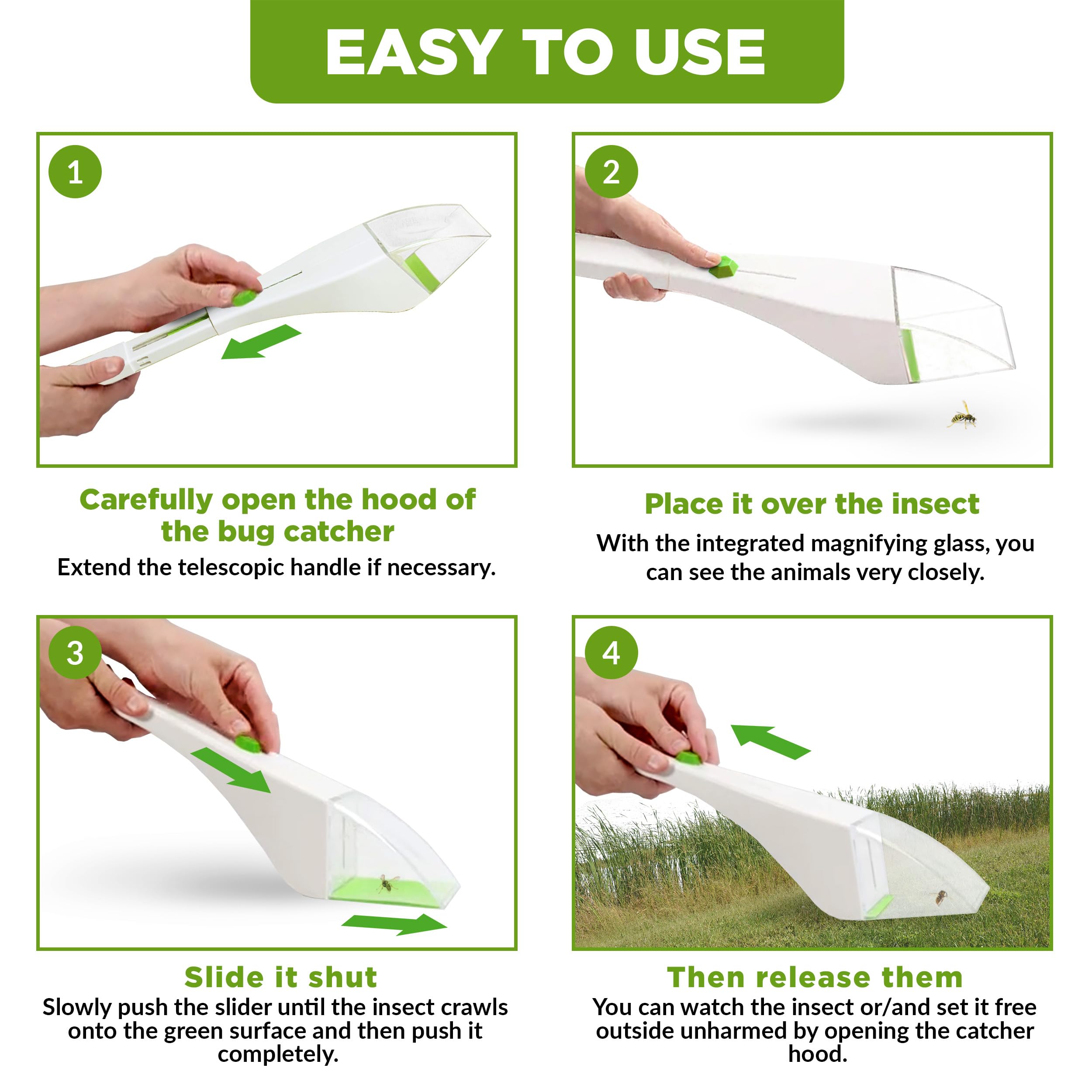 ISOTRONIC Catchy Katcha Bug Insect Spider Catcher with Magnifier Set of 3