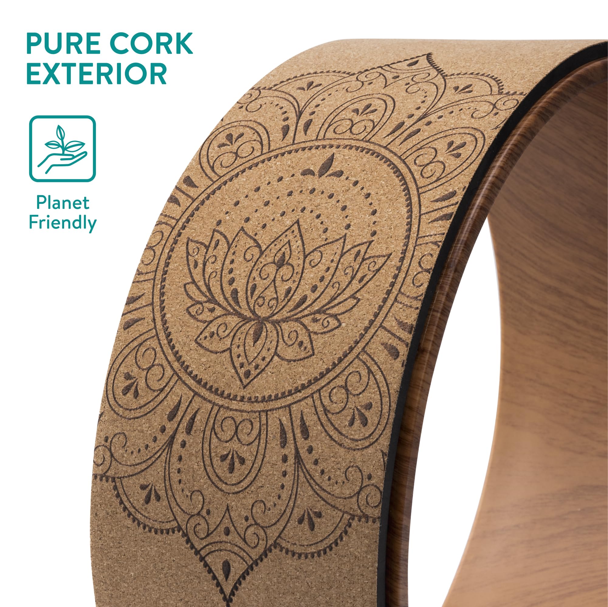 Navaris Cork Yoga Wheel - Enhances Flexibility & Pose Deepening - Ideal Yoga Accessories for Stretching, Pilates- Lightweight, Durable Exercise