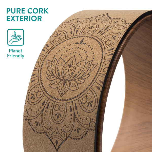 Navaris Cork Yoga Wheel - Enhances Flexibility & Pose Deepening - Ideal Yoga Accessories for Stretching, Pilates- Lightweight, Durable Exercise