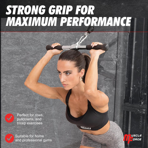 MuscleForge? 50 cm & 12 Inch Straight Bar Cable Attachment for Tricep Pull Down & Cable Machines