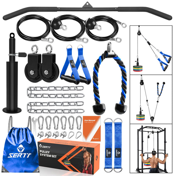 SERTT Home Gym Pulley System, Tricep Workout Pulley System for LAT Pulldown, Biceps Curl, Triceps, Shoulders, Back, Forearm Workout, Weight Cable