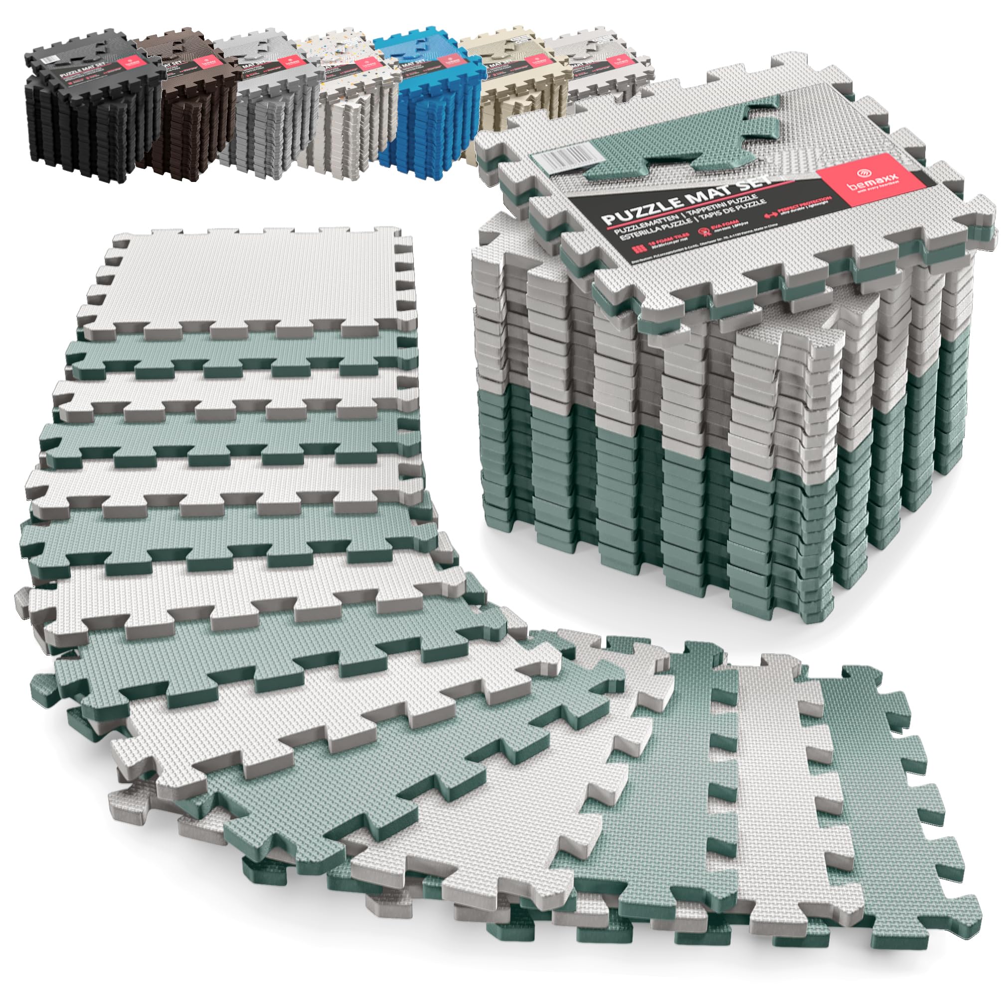 Interlocking Soft Foam Floor Mat - 18 Pieces Protective Gym Flooring Set, Exercise Mats EVA Puzzle Rubber Tiles, Ground Surface Protection Workout Underlay Matting Sports Pool Home Fitness Garage