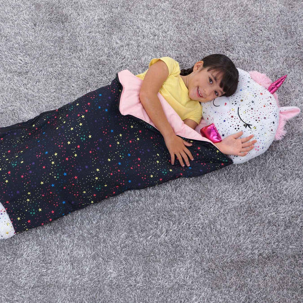 Happy Nappers Kids Sleeping Bag - Plush Toy, Comfy Sleeping Bag & Fluffy Pillow All in One