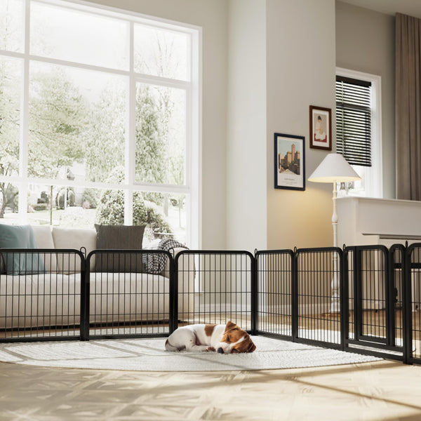 Yaheetech Lightweight Dog Playpen, 8 Panel 80cm Dog Fence Pet Exercise Pen Portable Puppy Play Pen Suitable for RV/Camping