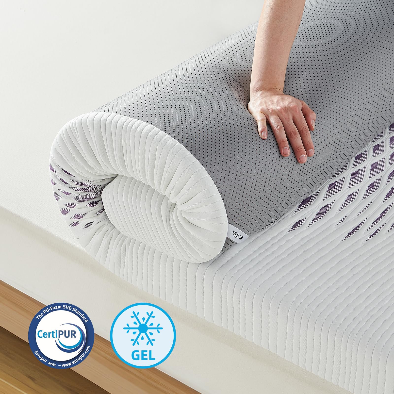 Inofia Sleep Gel Memory Foam Mattress Topper Double, 8CM GELEX Bed Topper with Washable Cover, Pressure Relief | Sleep Cooler, 2 Layer Foam for Rest Easy, 100-Night Home Trail (135x190)