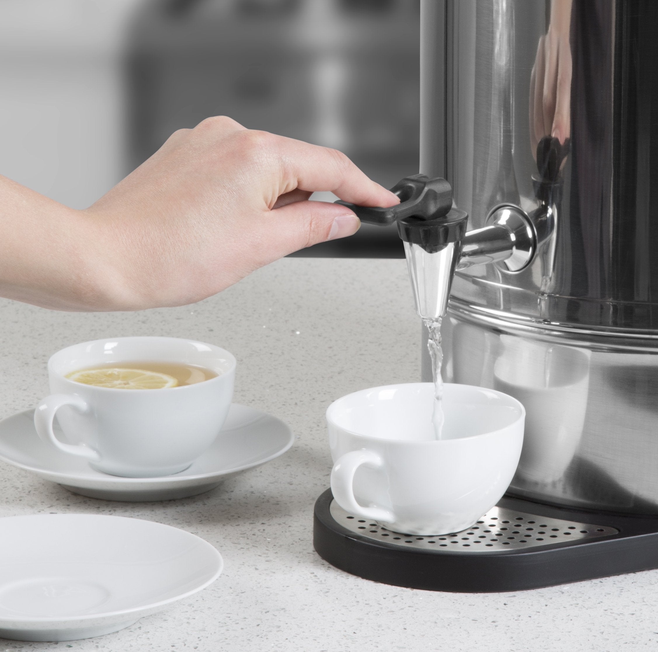 Swan SWU10L Catering Urn with Automatic Temperature Control, Drip Tray, 10L, 1600W, Stainless Steel, Silver