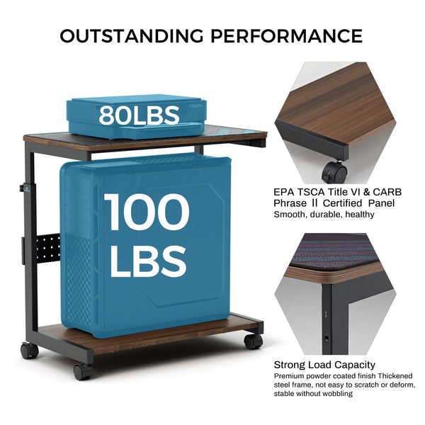 EUREKA ERGONOMIC PC Stand Adjustable Computer Tower with Large Mouse Mat, PC Tower Stand for Pinter, pc Trolley on Lockable Castor Wheels Sturdy, for Gaming Desk Computer Accessories, Black