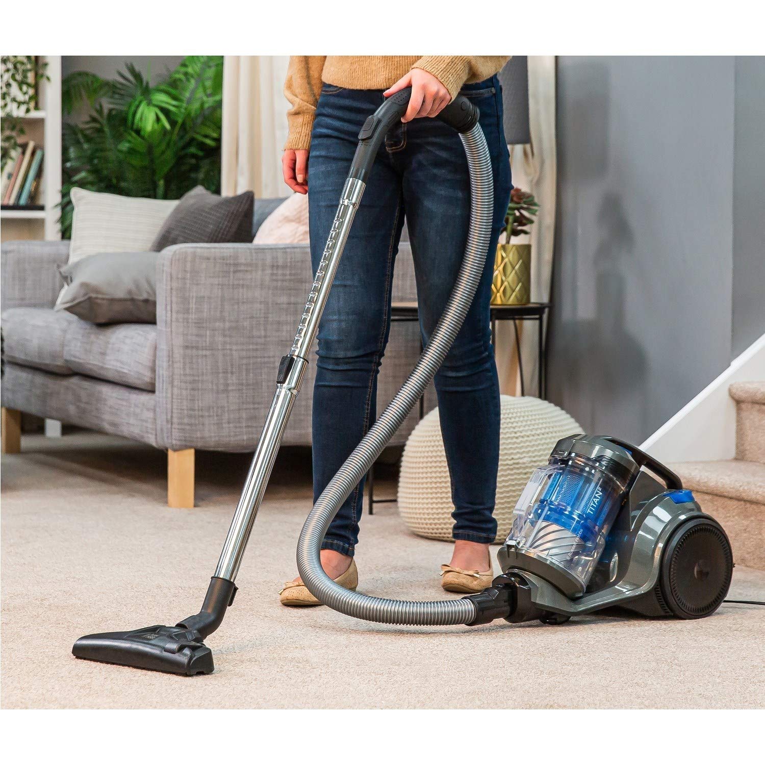 Russell Hobbs Multi Cyclonic Cylinder Vacuum Cleaner TITAN2 3 Litre Grey & Blue with 3 in 1 Multi-Tool, Triple Dust Lock 700W High Efficiency Motor, 2