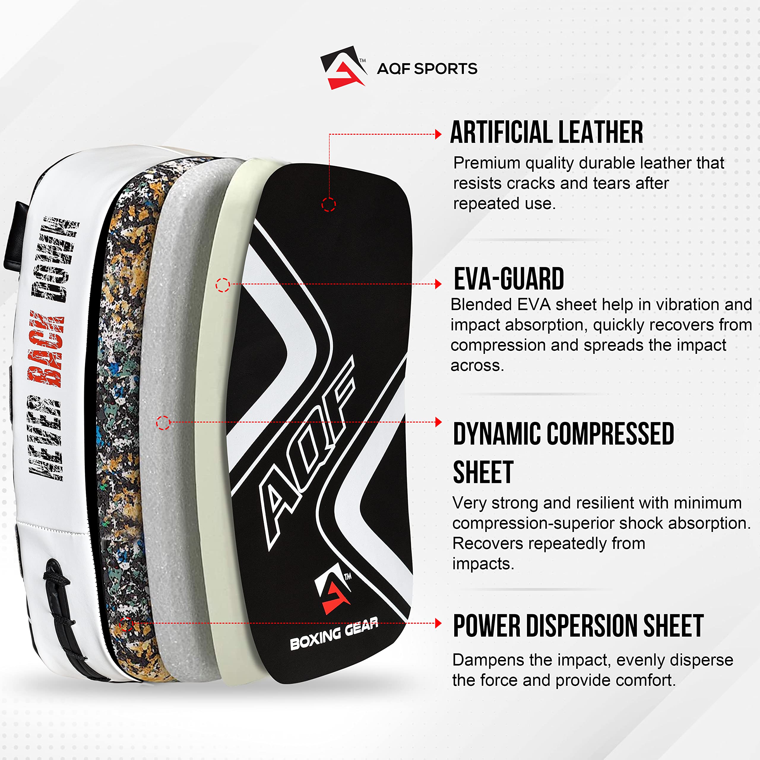 AQF Thai Kick Boxing Strike Curved Arm Pad MMA Focus Punch Shield Mitt - PRO Curved Pads Boxing Karate Training Equipment Muay Thai Hook & Jab Arm