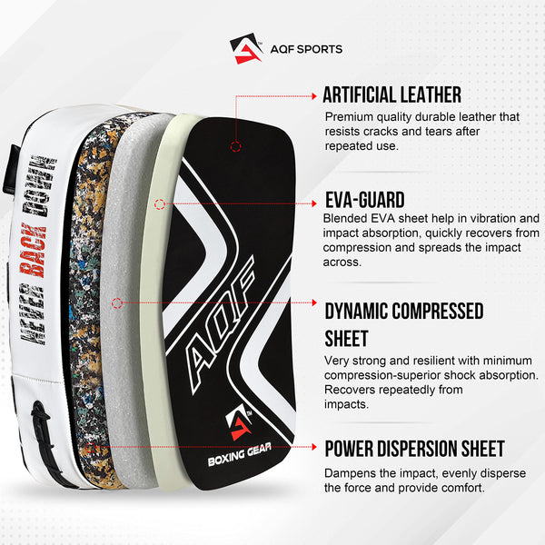 AQF Thai Kick Boxing Strike Curved Arm Pad MMA Focus Punch Shield Mitt - PRO Curved Pads Boxing Karate Training Equipment Muay Thai Hook & Jab Arm