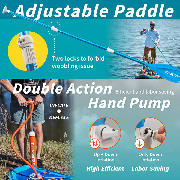 iTAOSTAR Journey 11'6" / 11'×34" / 11'×35" Extra Wide Paddle Board, One-Stop Premium SUP Board Accessories, Tailored Fins, Stable Inflatable Stand Up Paddle Boards for Youth/Adults of All Skill Levels