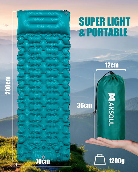 AKSOUL Self Inflating Sleeping Mat for Camping: 8-12CM Thickness Single Camp Mattress, Double Joinable Camping Inflatable Mat