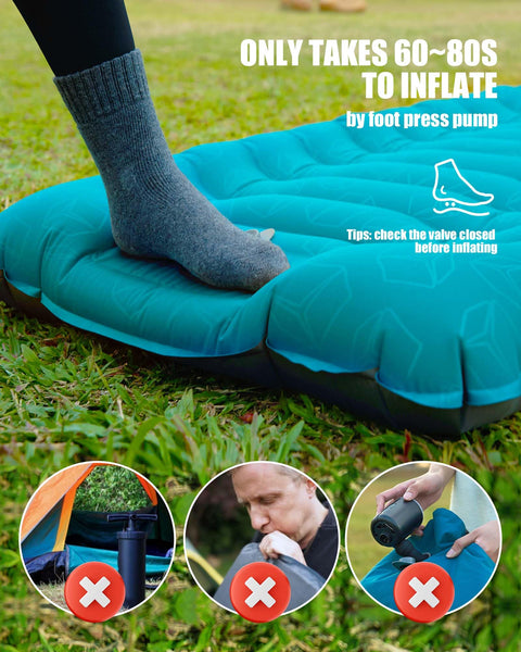 AKSOUL Self Inflating Sleeping Mat for Camping: 8-12CM Thickness Single Camp Mattress, Double Joinable Camping Inflatable Mat