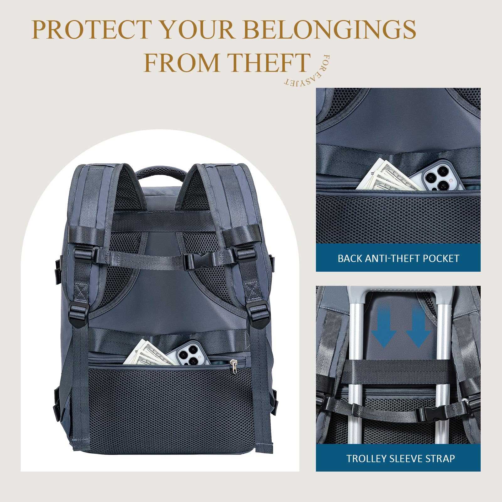 Cabin Bag 45x36x20 for New Easyjet, Underseat Cabin Luggage Bags Carry on Travel Backpack Cabin Size for Airplanes, 30L Hand Luggage Suitcase Water Resistant Laptop Backpacks Black