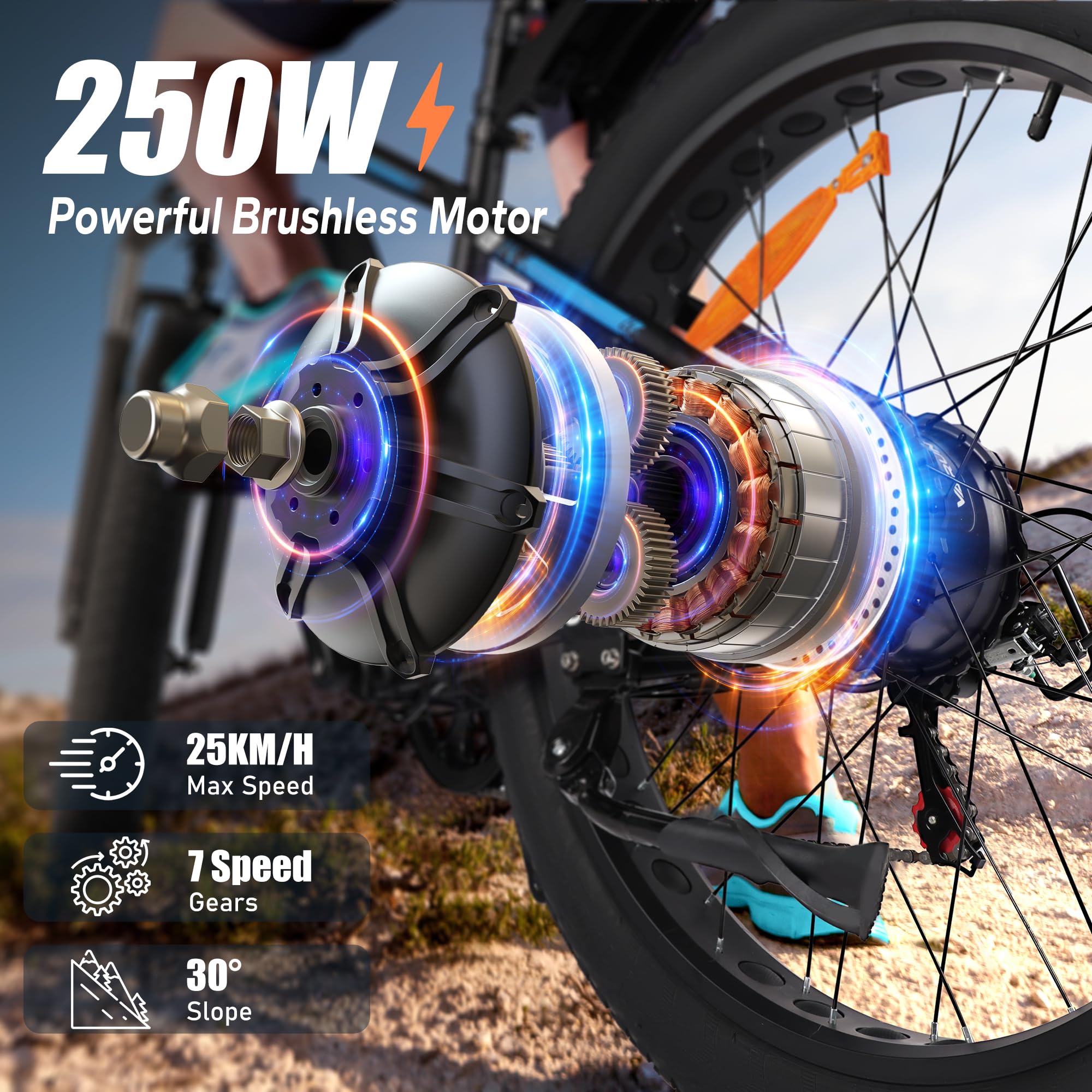 VARUN Electric Bike, 26 inch 4.0 Fat Tire Electric Mountain Bike with 48V16Ah/13Ah Battery, 85NM 250W Motor, Large LCD Meter, Aluminium E-fatbike for Adults, Range 100-120KM