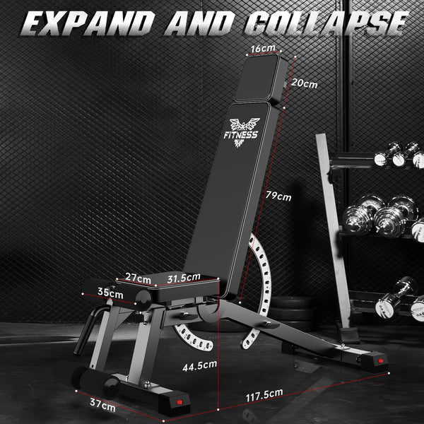 naspaluro Weight Bench Adjustable, Full Body Exercise Folding Fitness Workout Bench with 7 Positions, Exercise Bench for Weight Lifting & Sit Up Abdominal Supine Board Flat Home Gym