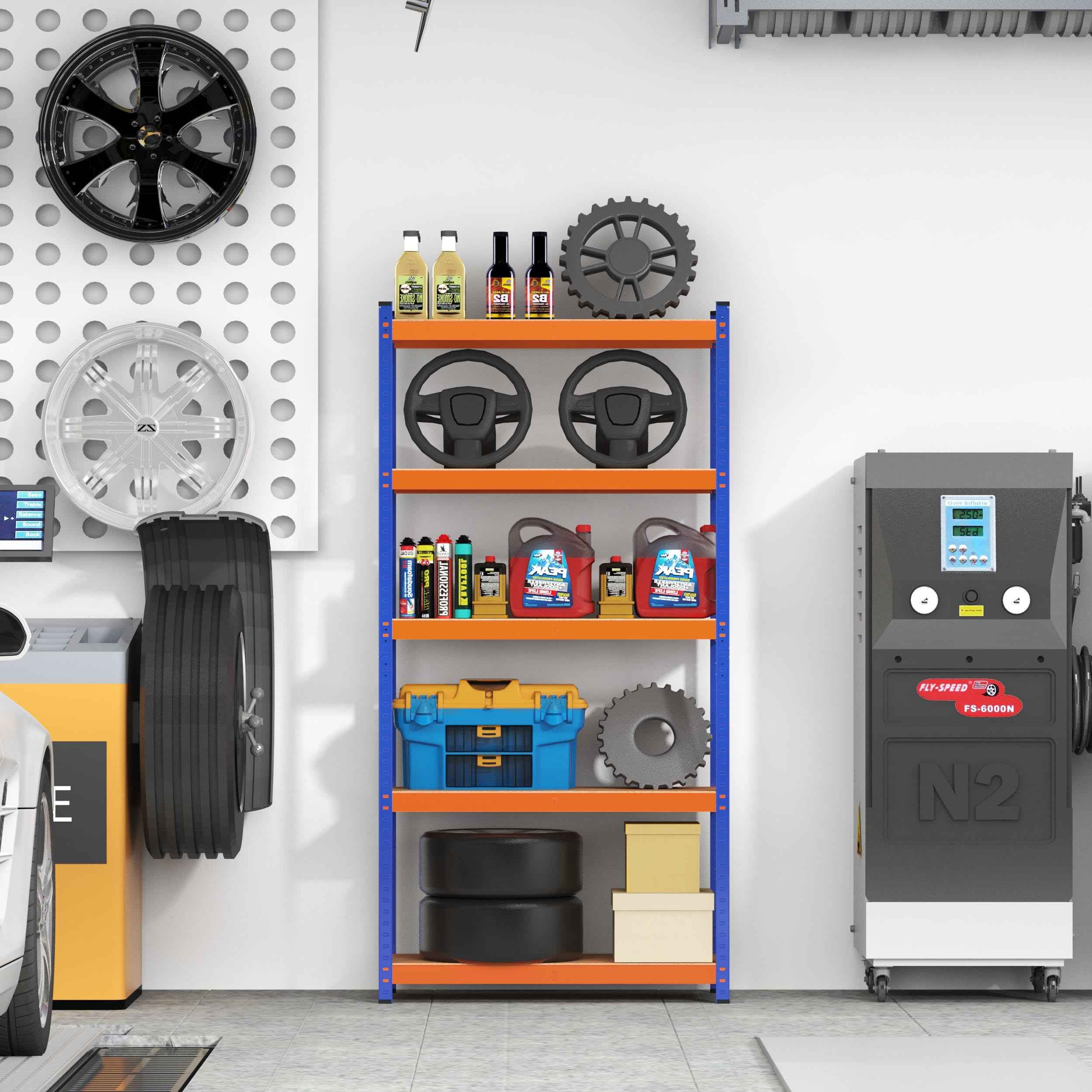 Yaheetech Garage Shelving Units - 5 Tier Heavy Duty Rack for Storage Metal Utility Shelves,180cm x 90cm x 40cm,175KG Per Shelf,Blue