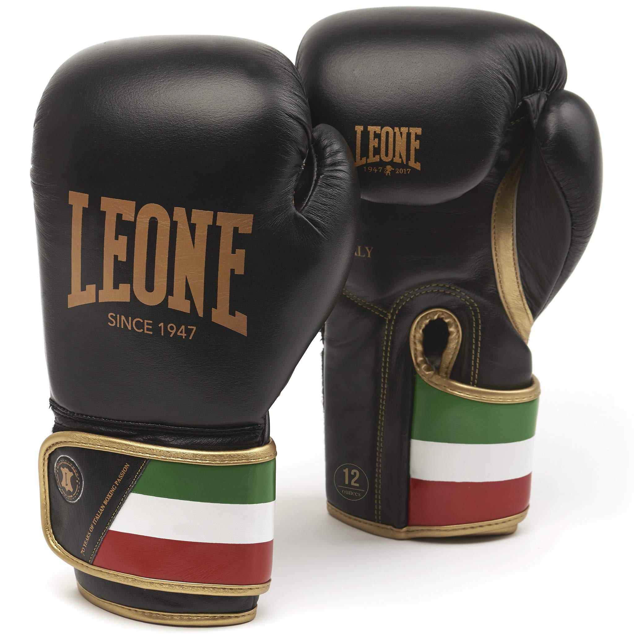 LEONE 1947, Boxing Gloves, Unisex Adult, Black, 12 OZ, GN039