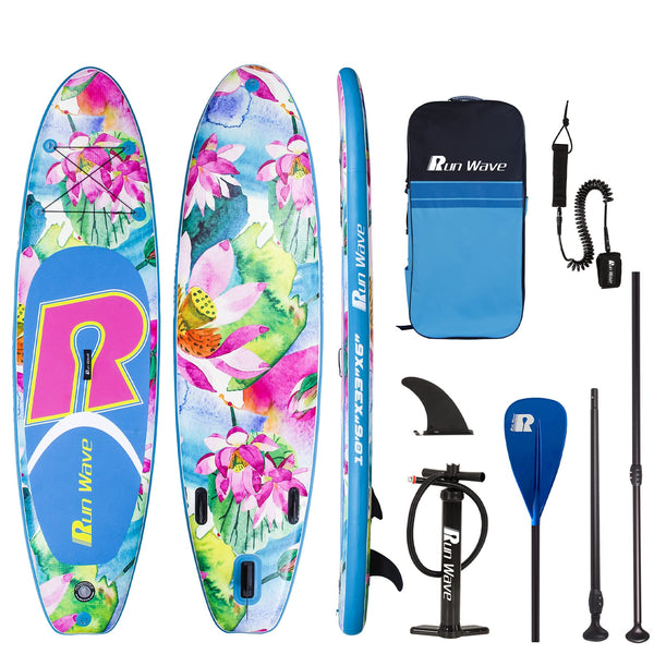 Runwave Inflatable Stand Up Paddle Board 11'×33''×6''(6'' Thick) Non-Slip Deck with Premium SUP Accessories | Wide Stance, Bottom Fins for Surfing Control | Youth Adults Beginner