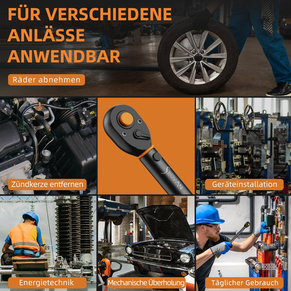 13PCS Bike Torque Wrench Set 3-25 Nm, Small Torque Wrench 1/4 Drive, Dual-Direction Adjustable 72 Teeth, ±3% Accuracy, with Extension Bar, Socket Bits (Hex & Torx), for Mountain Bike, Bicycle Repair