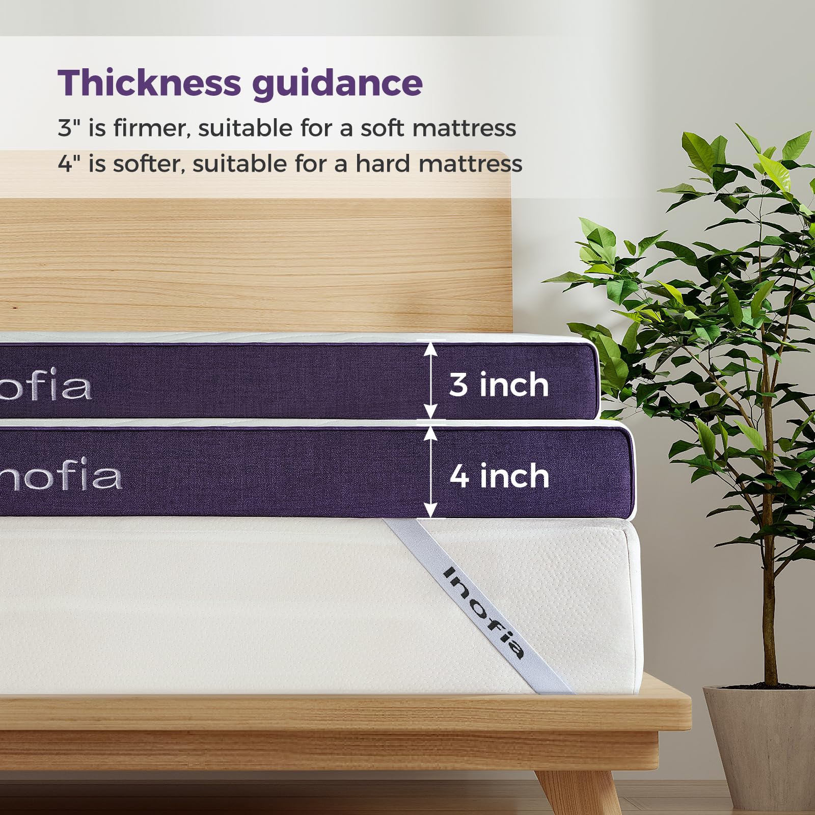 Inofia Sleep Gel Memory Foam Mattress Topper Double, 8CM GELEX Bed Topper with Washable Cover, Pressure Relief | Sleep Cooler, 2 Layer Foam for Rest Easy, 100-Night Home Trail (135x190)