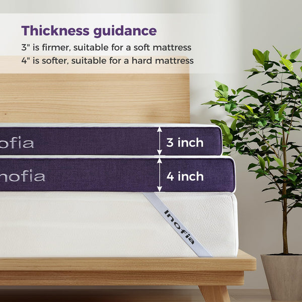 Inofia Sleep Gel Memory Foam Mattress Topper Double, 8CM GELEX Bed Topper with Washable Cover, Pressure Relief | Sleep Cooler, 2 Layer Foam for Rest Easy, 100-Night Home Trail (135x190)