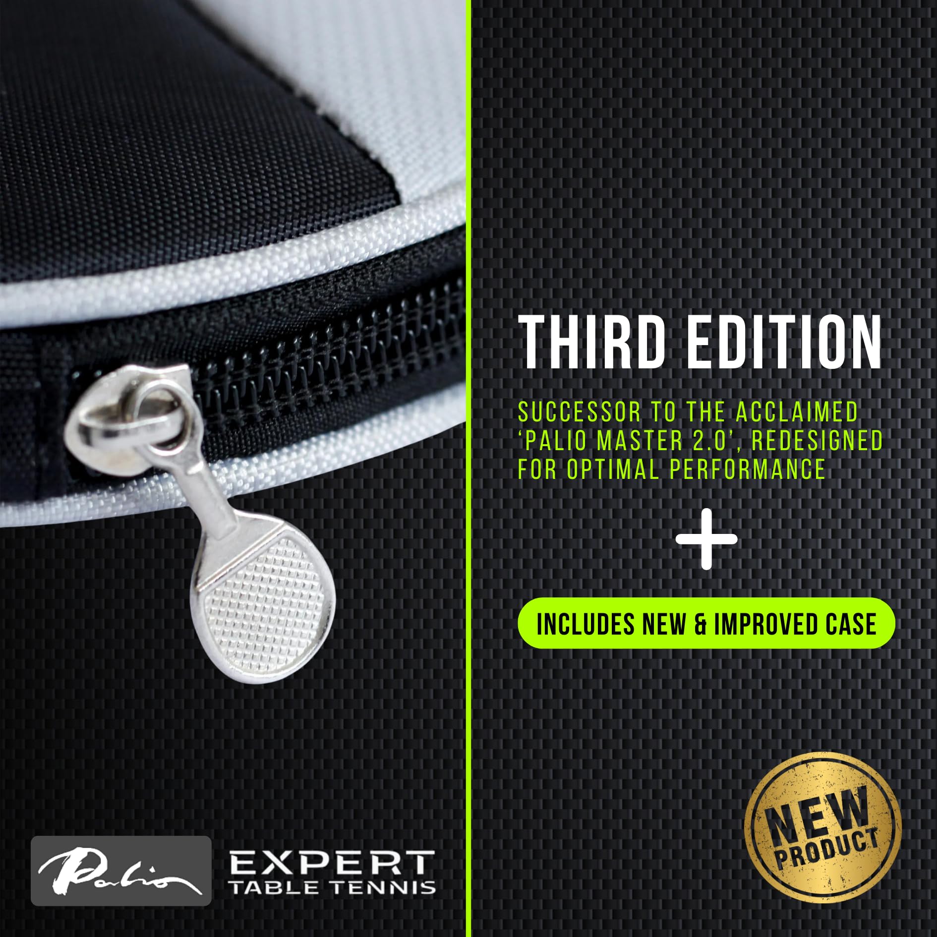 Palio Master 3.0 Table Tennis Bat & Case | ITTF-Approved Intermediate Ping Pong Racket | Allround Speed, Spin and Control