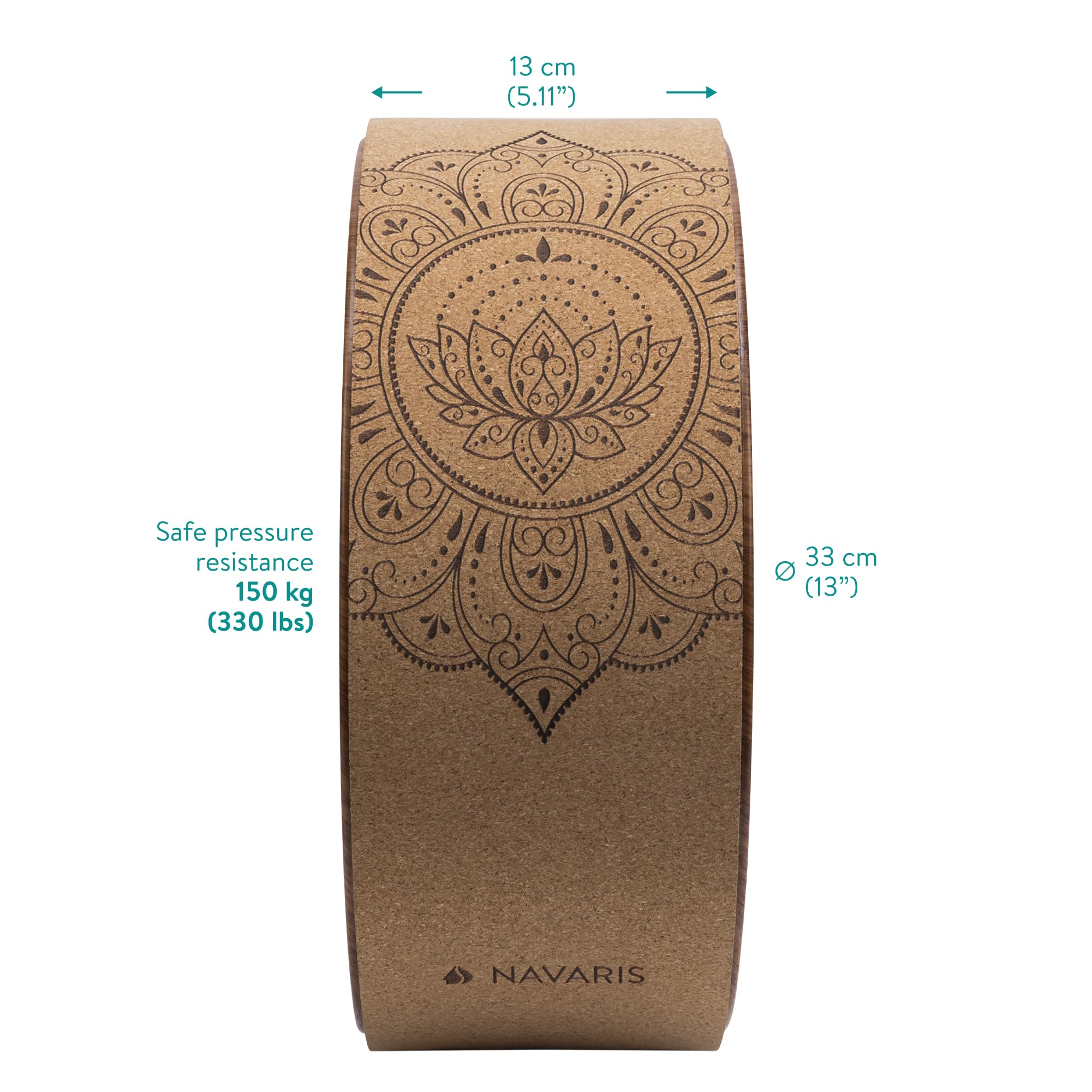 Navaris Cork Yoga Wheel - Enhances Flexibility & Pose Deepening - Ideal Yoga Accessories for Stretching, Pilates- Lightweight, Durable Exercise