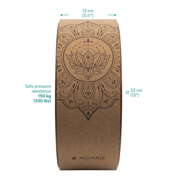 Navaris Cork Yoga Wheel - Enhances Flexibility & Pose Deepening - Ideal Yoga Accessories for Stretching, Pilates- Lightweight, Durable Exercise