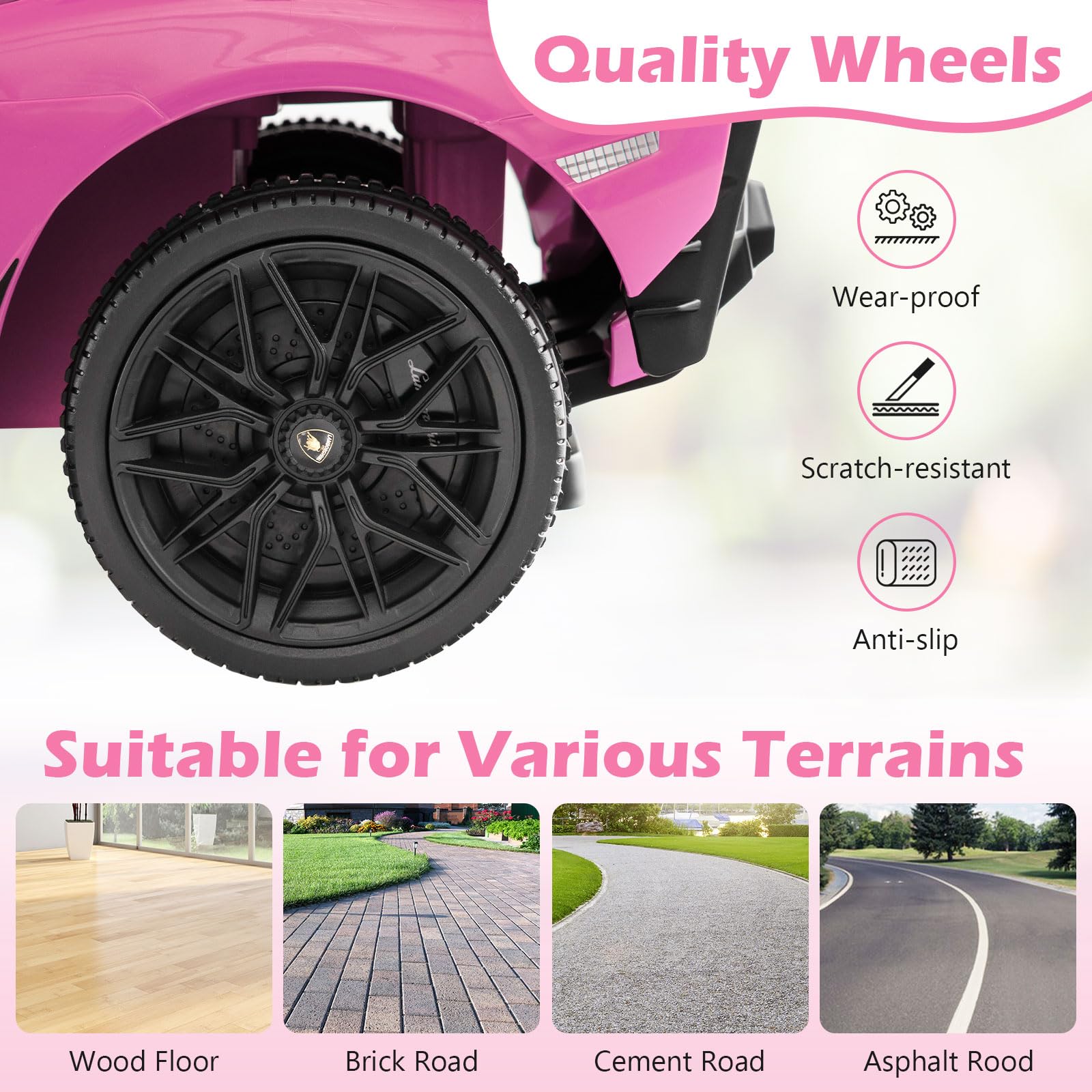 GYMAX 3 in 1 Kids Ride on Push Car, Licensed Lamborghini Push Along Car with Handle, Guardrails, USB Port, Music & Lights, Underneath Storage, Toddler Sliding Toy for 18-60 Months Boys Girls (Black)