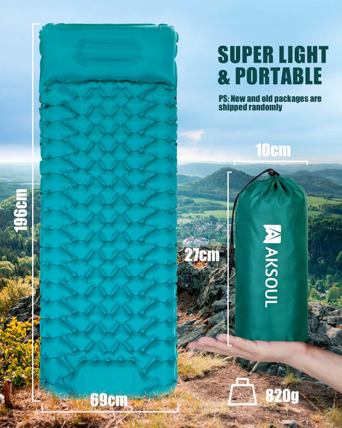 AKSOUL Self Inflating Sleeping Mat for Camping: 8-12CM Thickness Single Camp Mattress, Double Joinable Camping Inflatable Mat