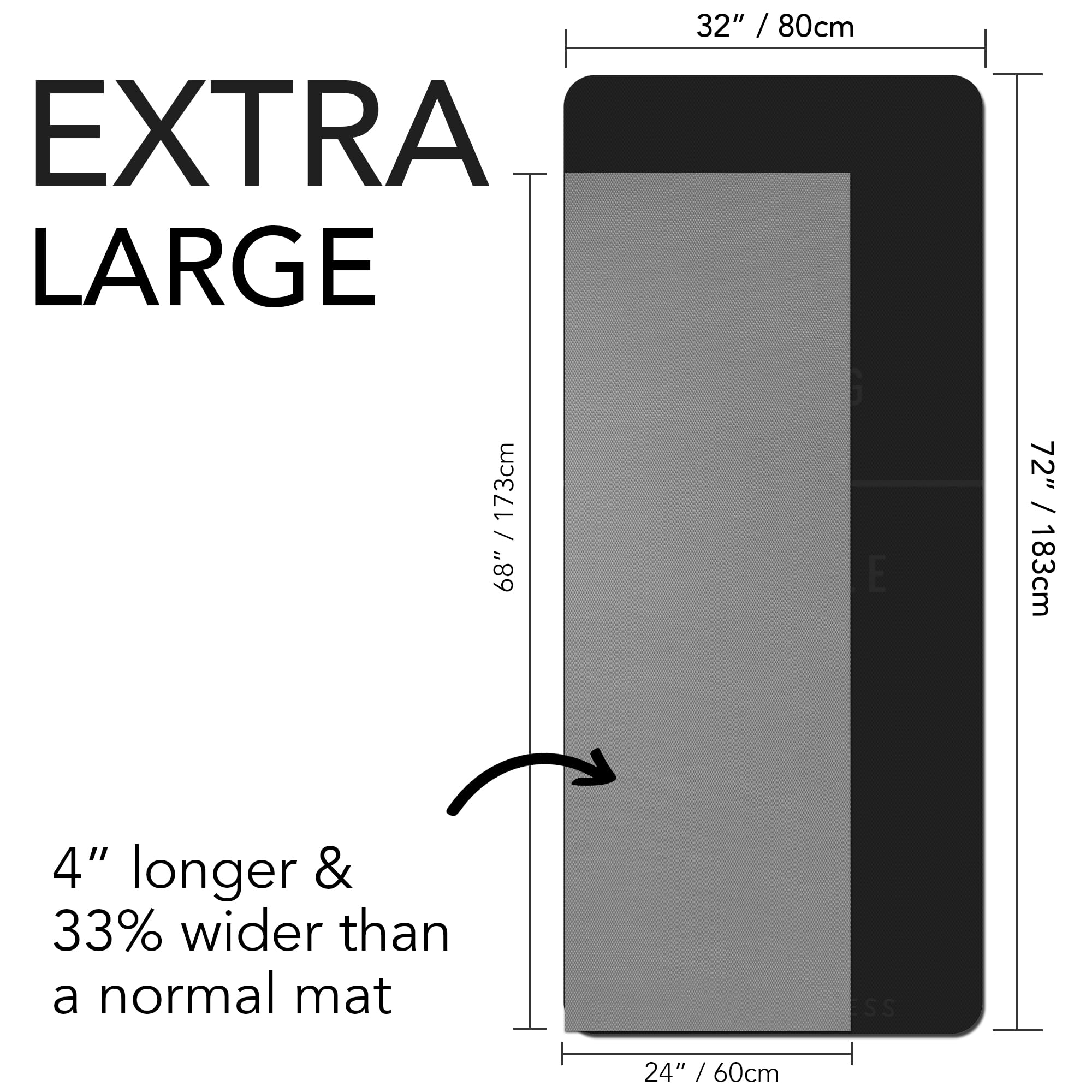 Large Exercise Mat  Extra Wide & Extra Thick Yoga Mat (183cm x 80cm x 10mm), TPE Fitness Mat with Free Carry Straps, Perfect for HiiT Home Workouts &