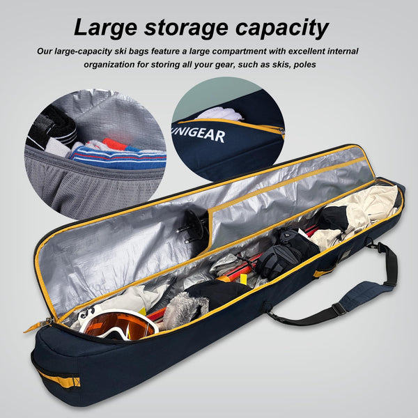 Unigear SKI-Mogul Ski Bag, 360? Fully Padded Protection, Water-Resistant and Durable up to 192cm for Snow Air Travel Transport
