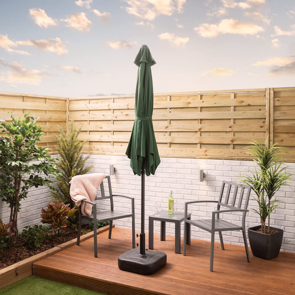 Alfresia 2.7 Metre Parasol - Round with Push Button Tilt, Outdoor Table Parasol Umbrella with Crank Handle, Garden Patio Sun Shade, Grey, Easy Assemble