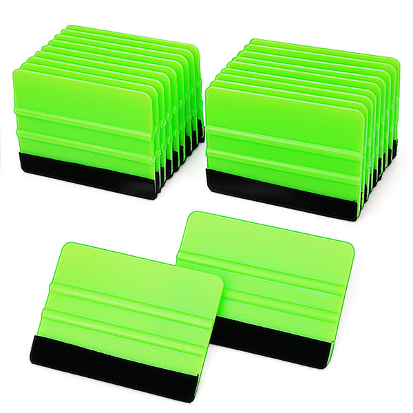 Umaki 20 Piece Car Wrap Plastic Squeegee, 10.3 x 7.5cm Felt Edge Decal Applicator, Green