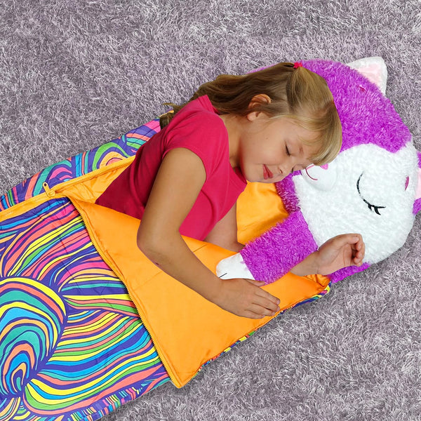 Happy Nappers Kids Sleeping Bag - Plush Toy, Comfy Sleeping Bag & Fluffy Pillow All in One