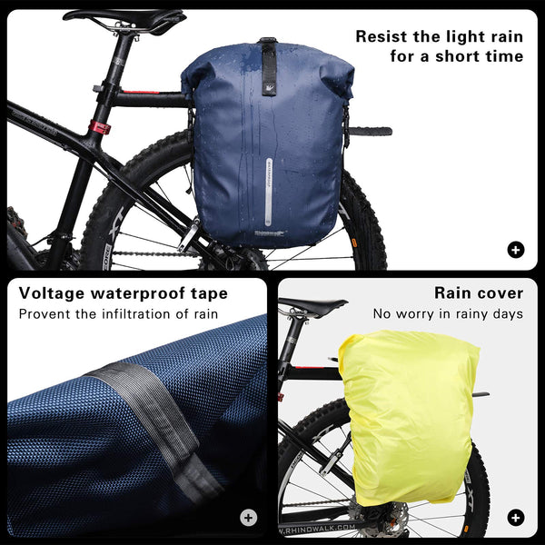 Rhinowalk Bike Pannier Bag 20L Bicycle Rear Rack Bag Laptop Storage Bag Backpack Shoulder Bag with Rain Cover